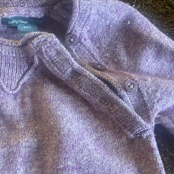 GAP Purple Footies One Piece with Cozy Material and Bow Detail - Picture 2 of 4